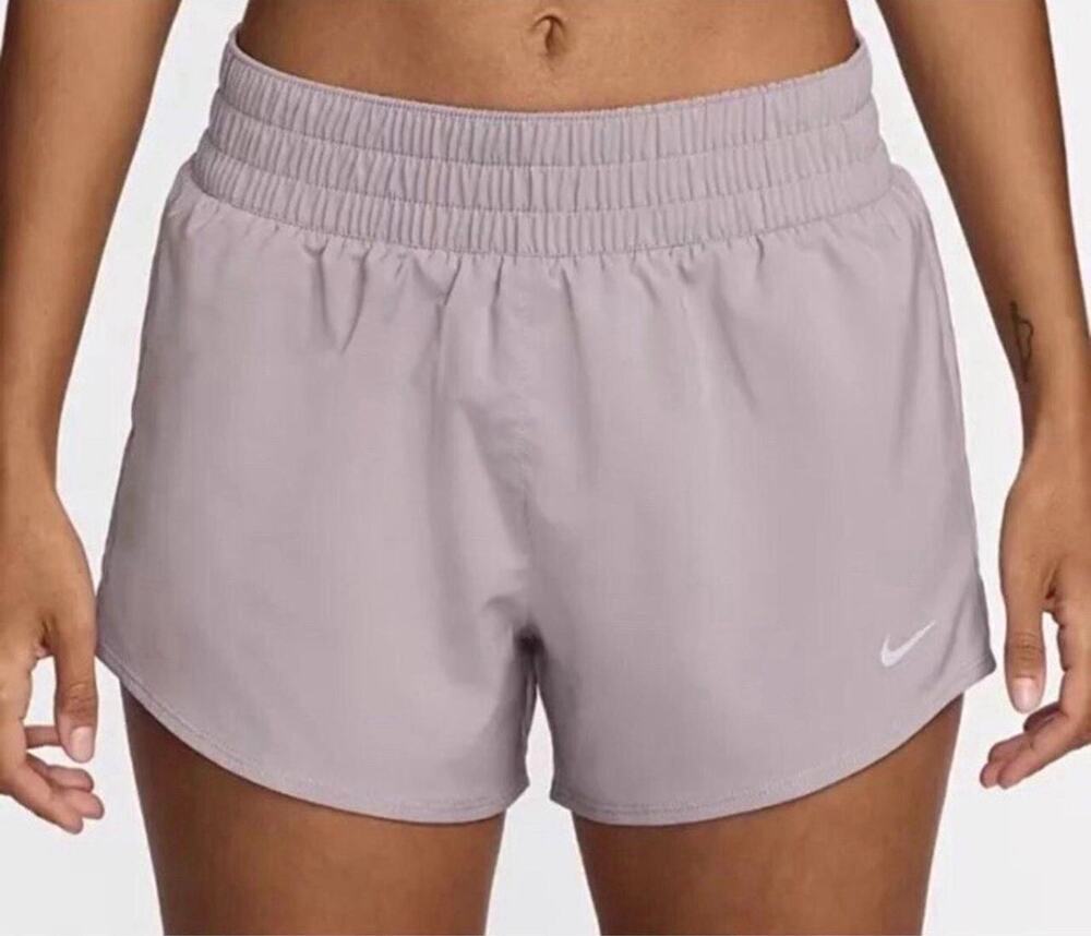 Nike One Dri-FIT brief-lined athletic shorts in a soft platinum violet size S